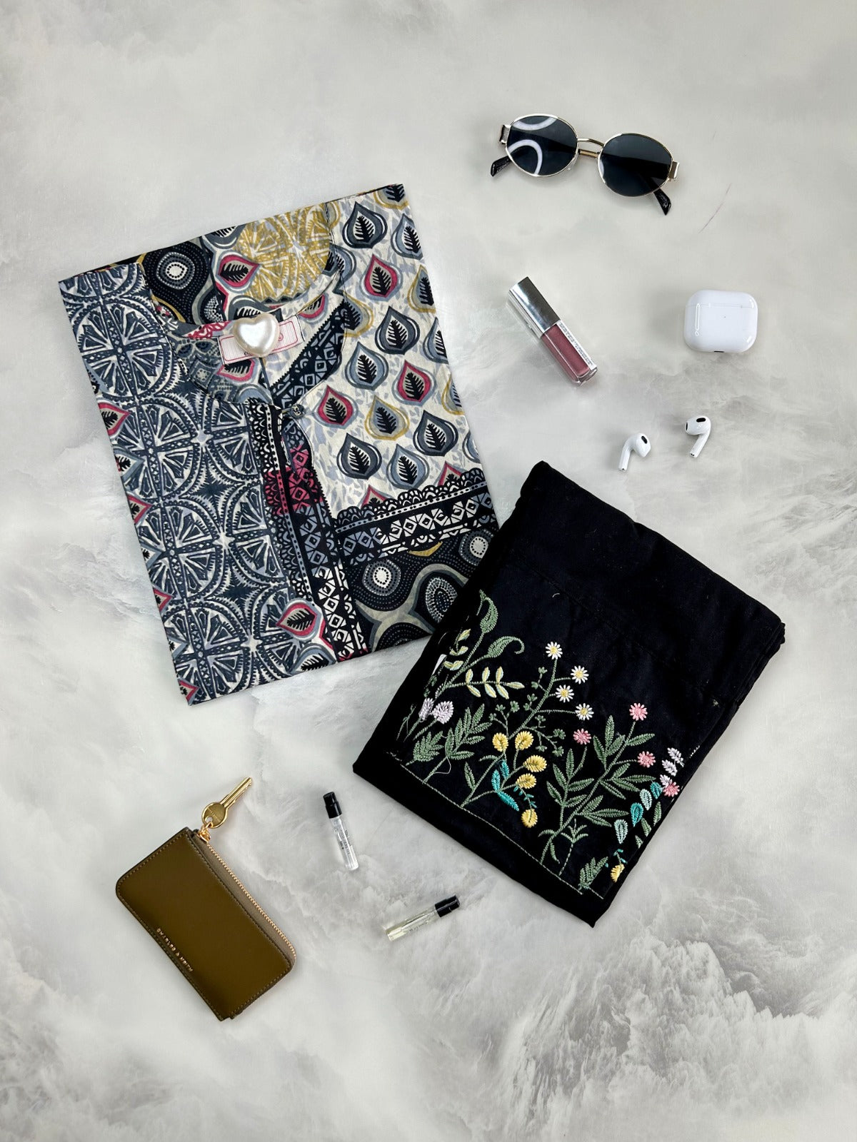 Printed Straight Kurta With Embroidered Pant