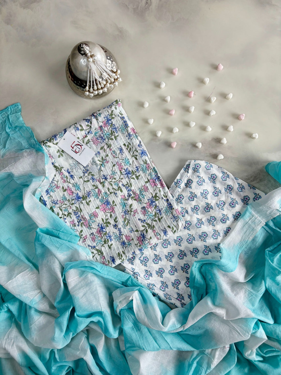 Pintuck Straight Dupatta Set