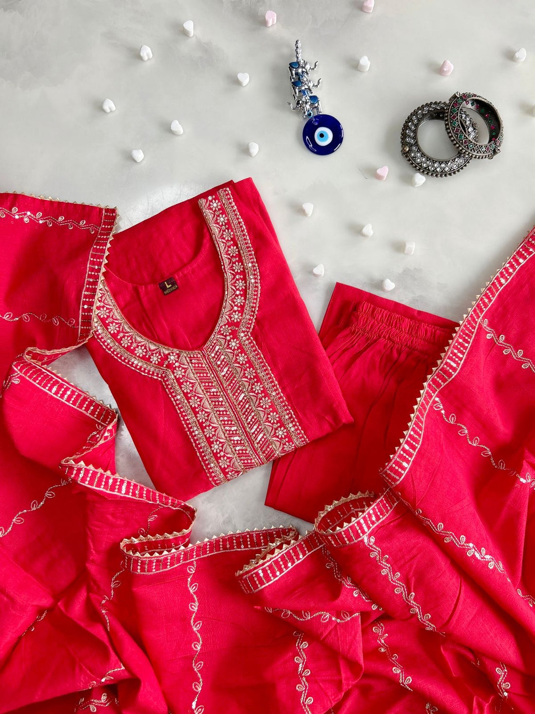 Embroidered Straight Dupatta Set