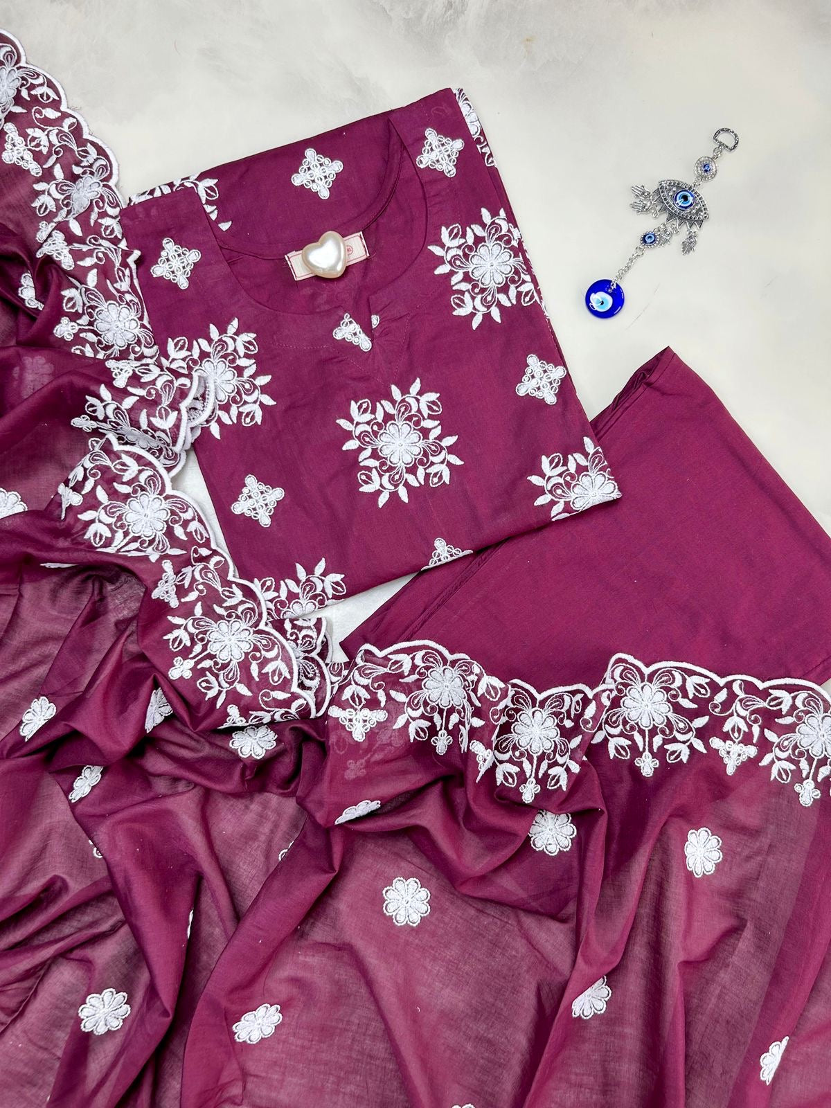 Embroidered Straight Dupatta Set