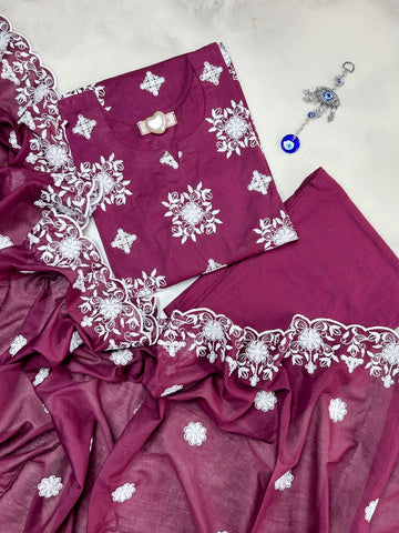 Embroidered Straight Dupatta Set