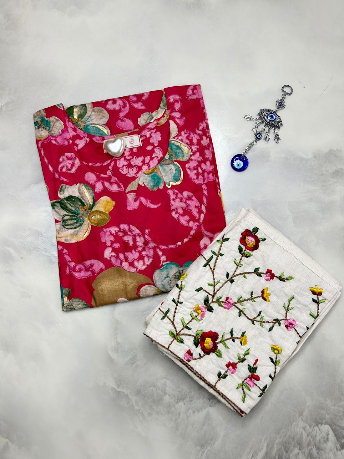 Printed Cotton Kurta With Embroidered Pant