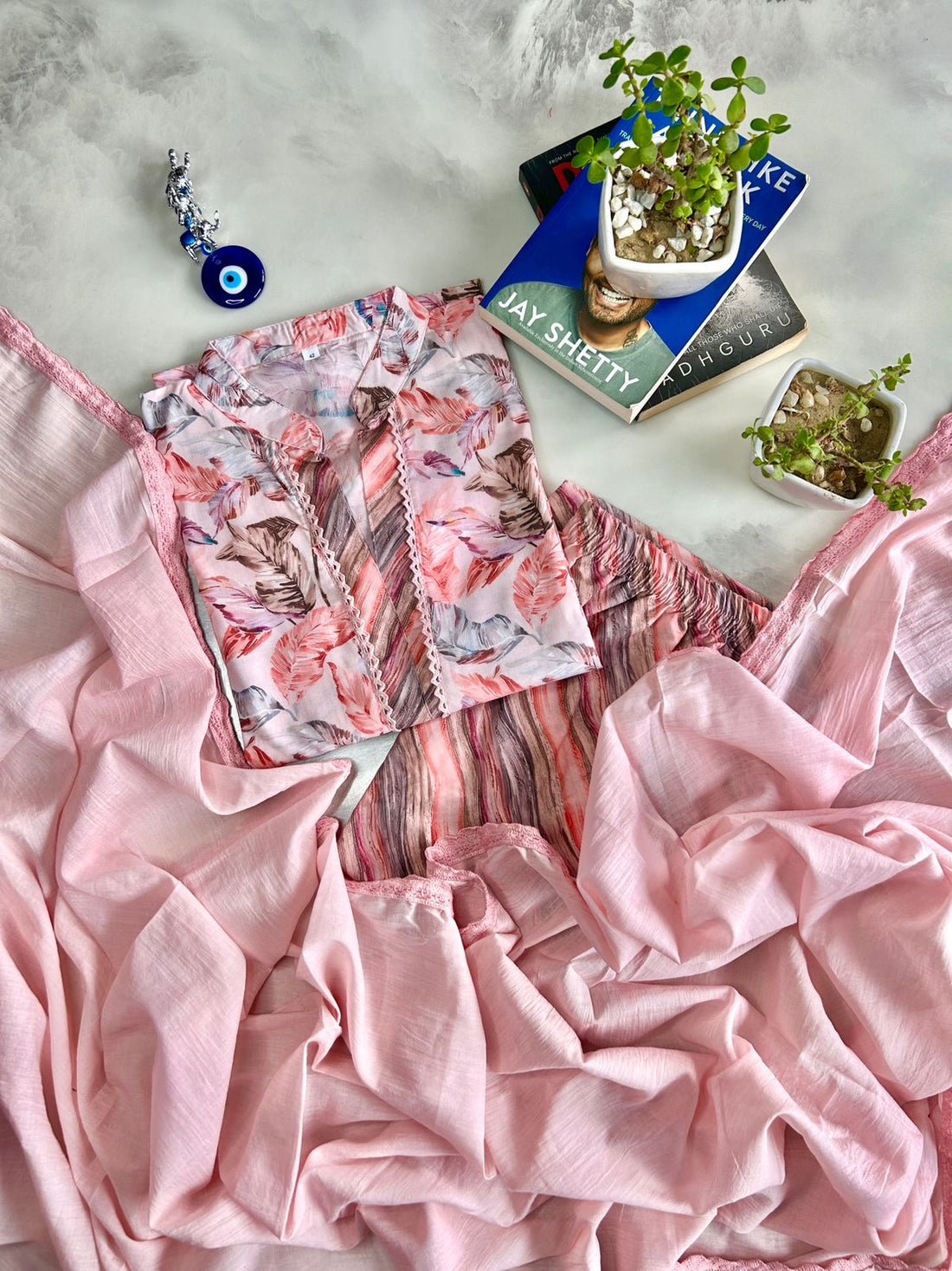 Printed Straight Cotton Dupatta Set