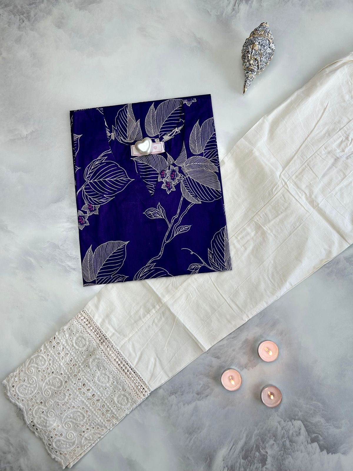 Pure Cotton Straight Kurta with Embroidered Pant