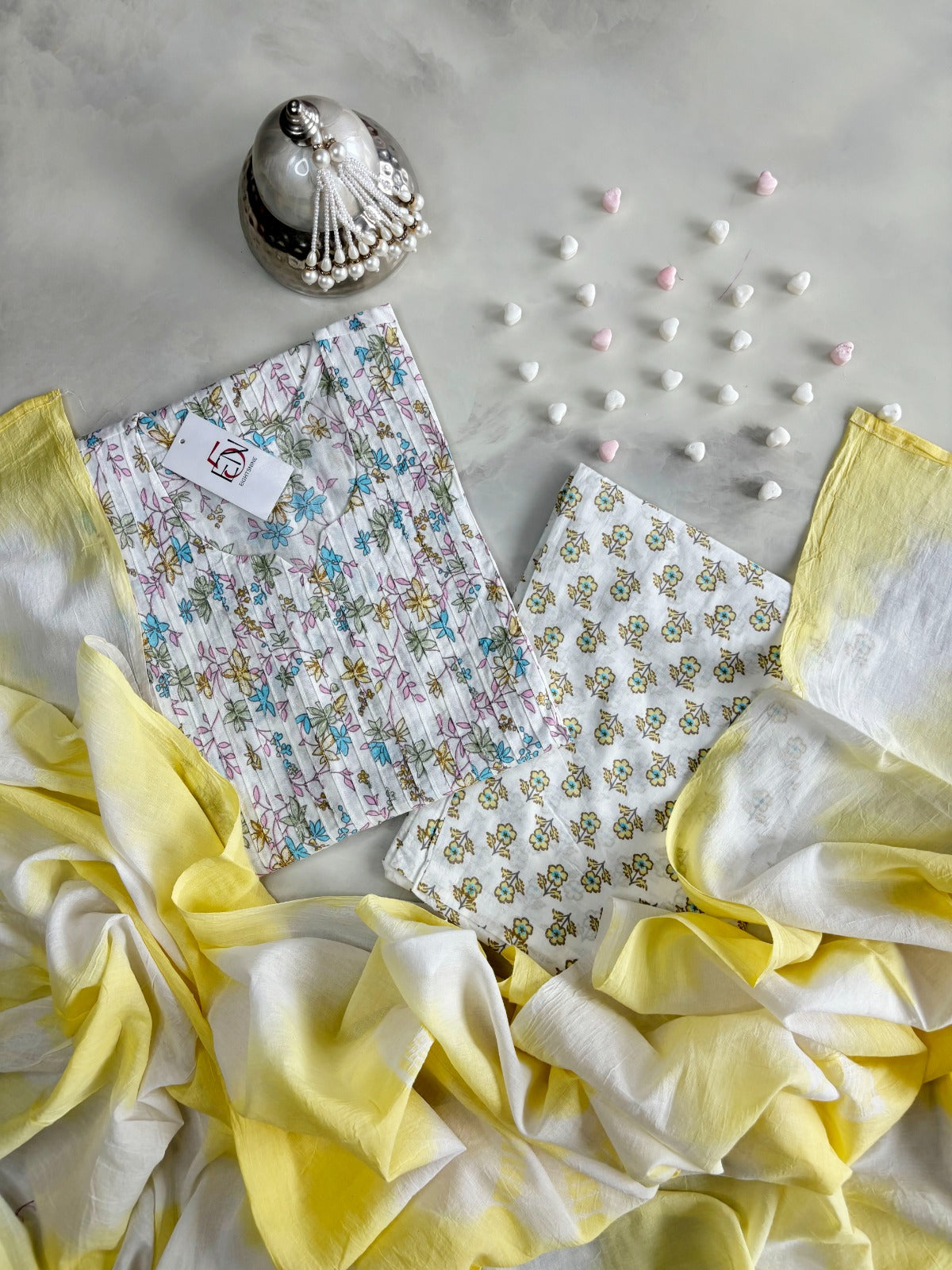 Pintuck Straight Dupatta Set