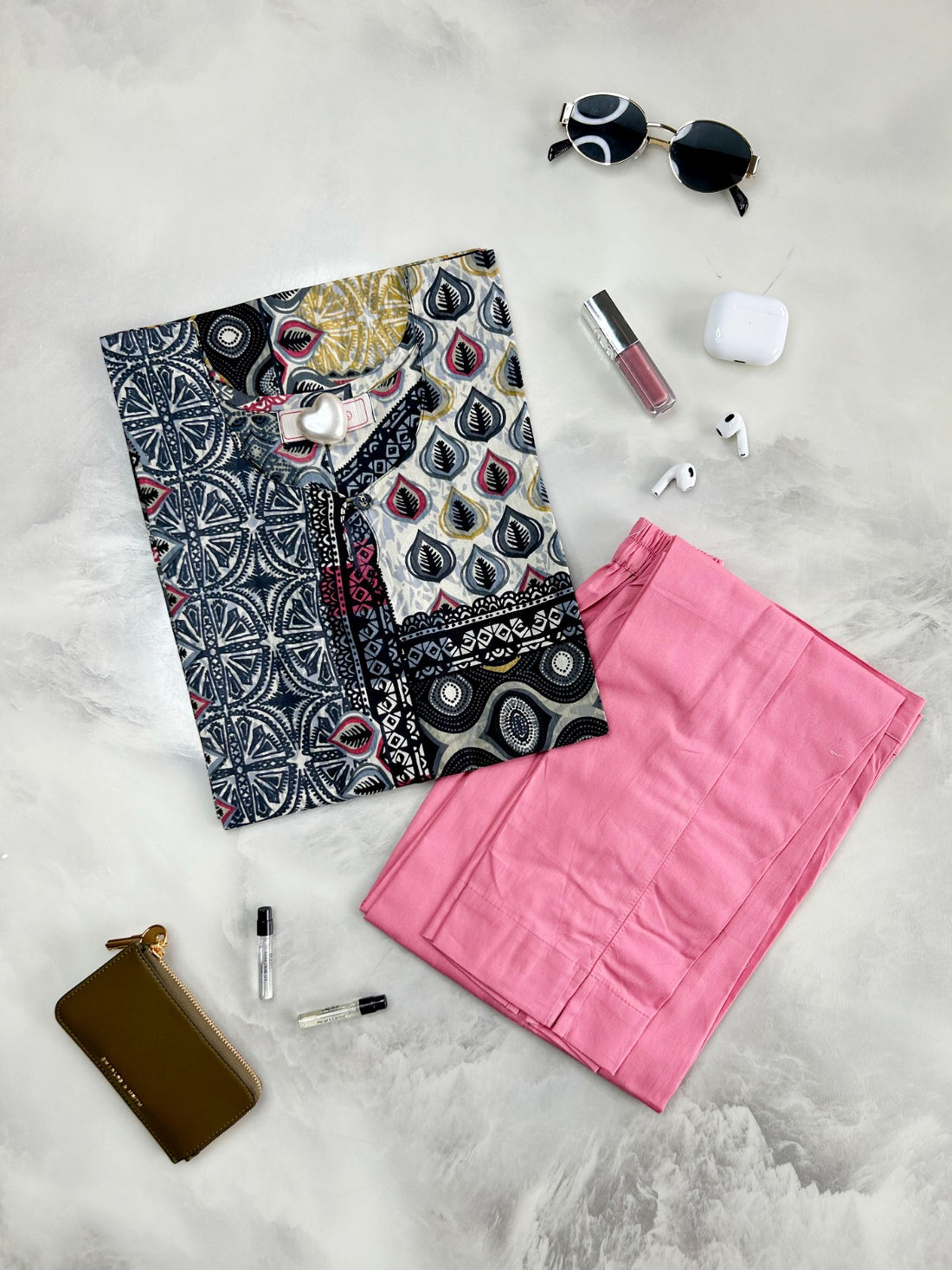 Printed Straight Kurta With Embroidered Pant