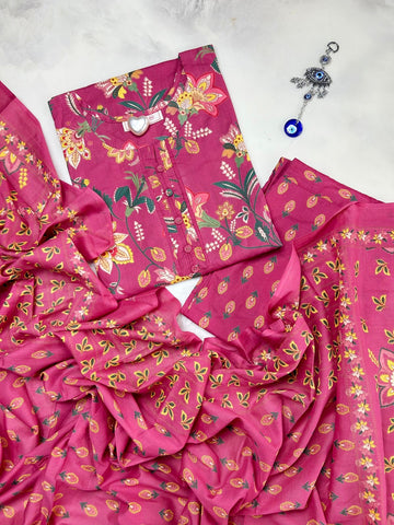 Printed Cotton Dupatta Set