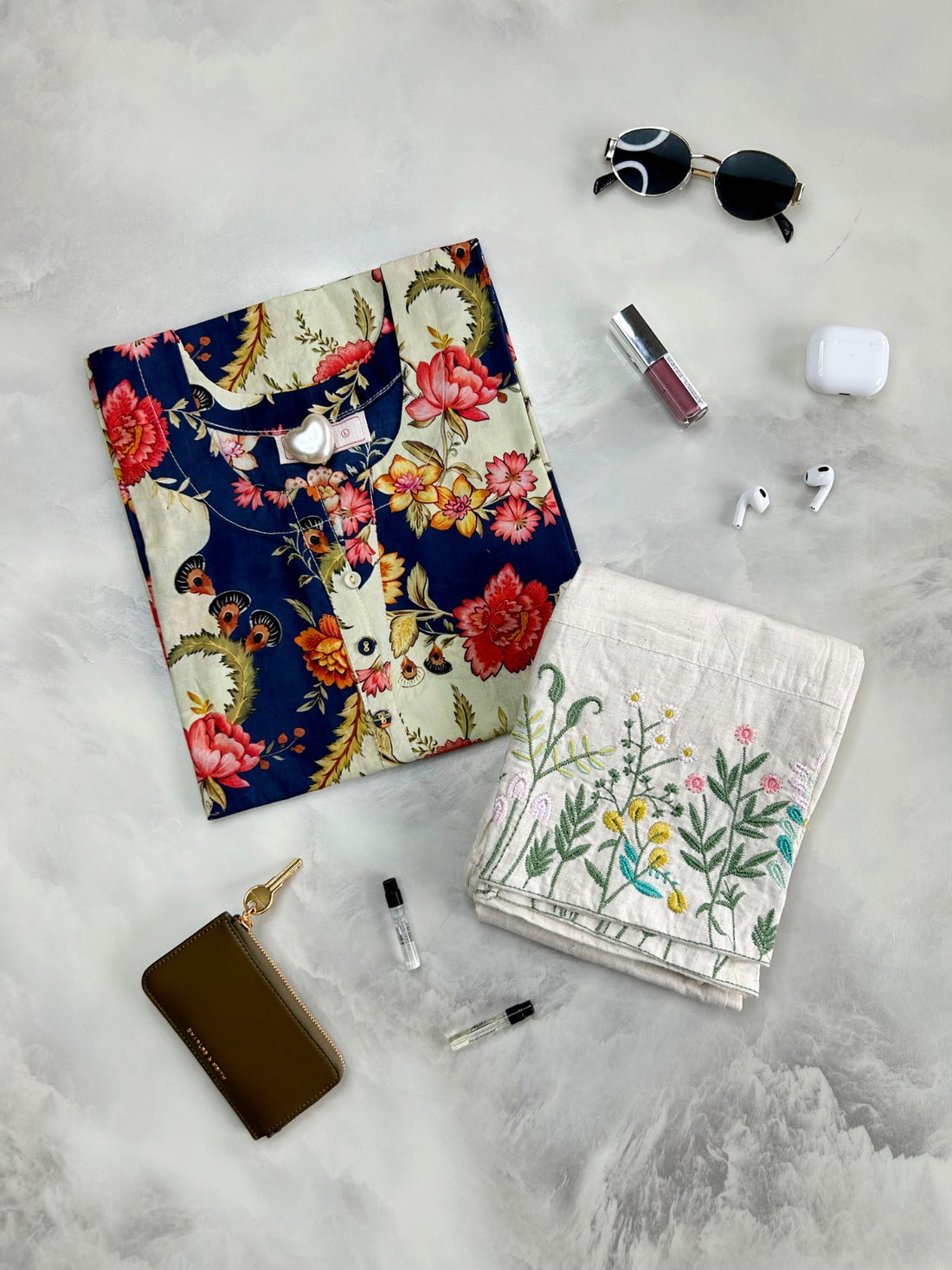 Printed Straight Cotton Kurta With Embroidery Pant