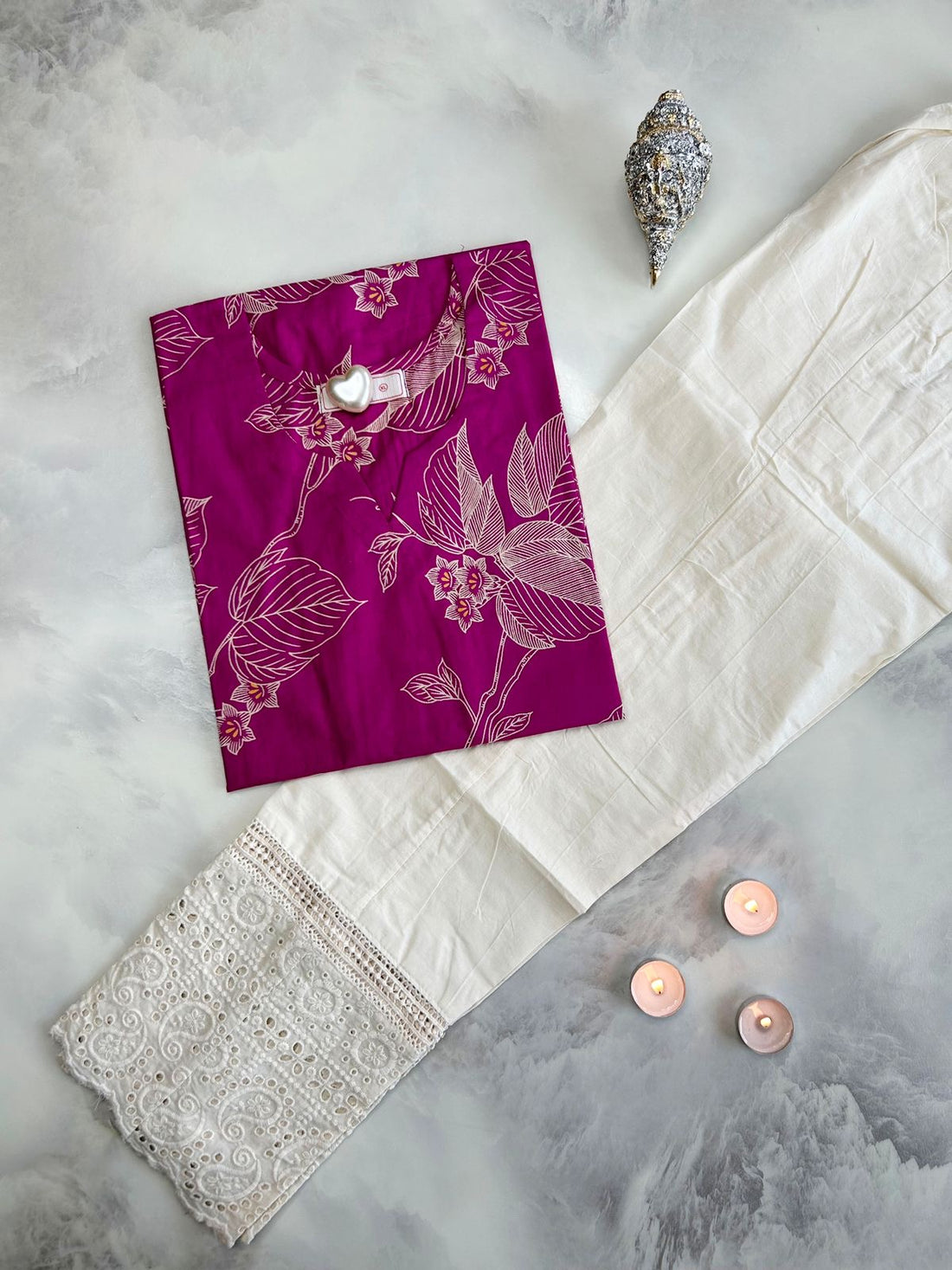 Pure Cotton Straight Kurta with Embroidered Pant