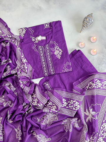 Pure Cotton Straight Dupatta Set