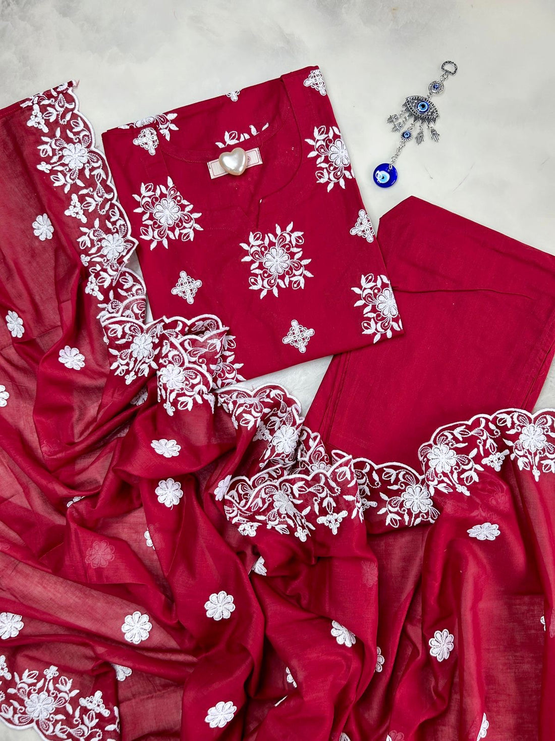 Embroidered Straight Dupatta Set