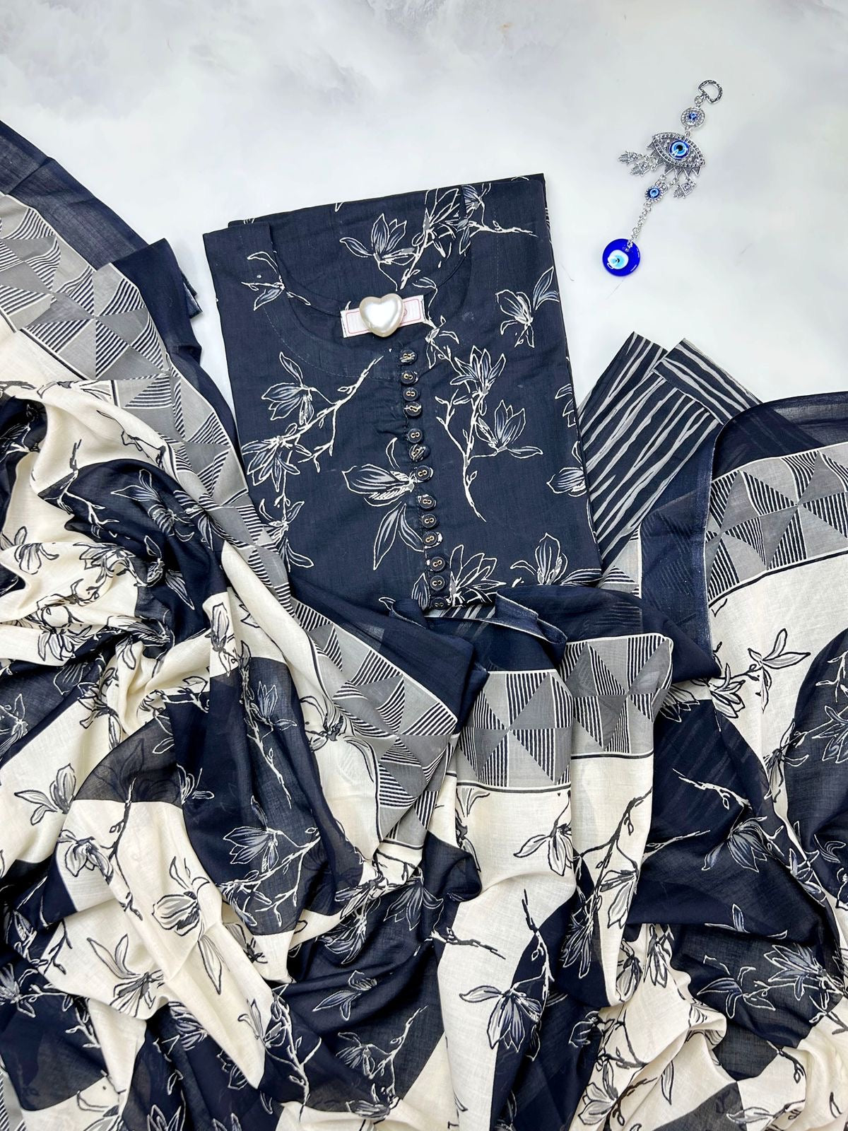 Printed Cotton Dupatta Set