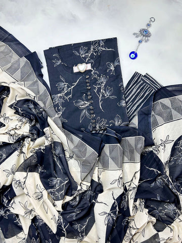 Printed Cotton Dupatta Set