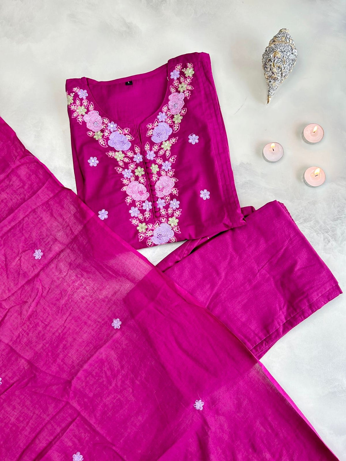 Embroidered Straight Dupatta Set