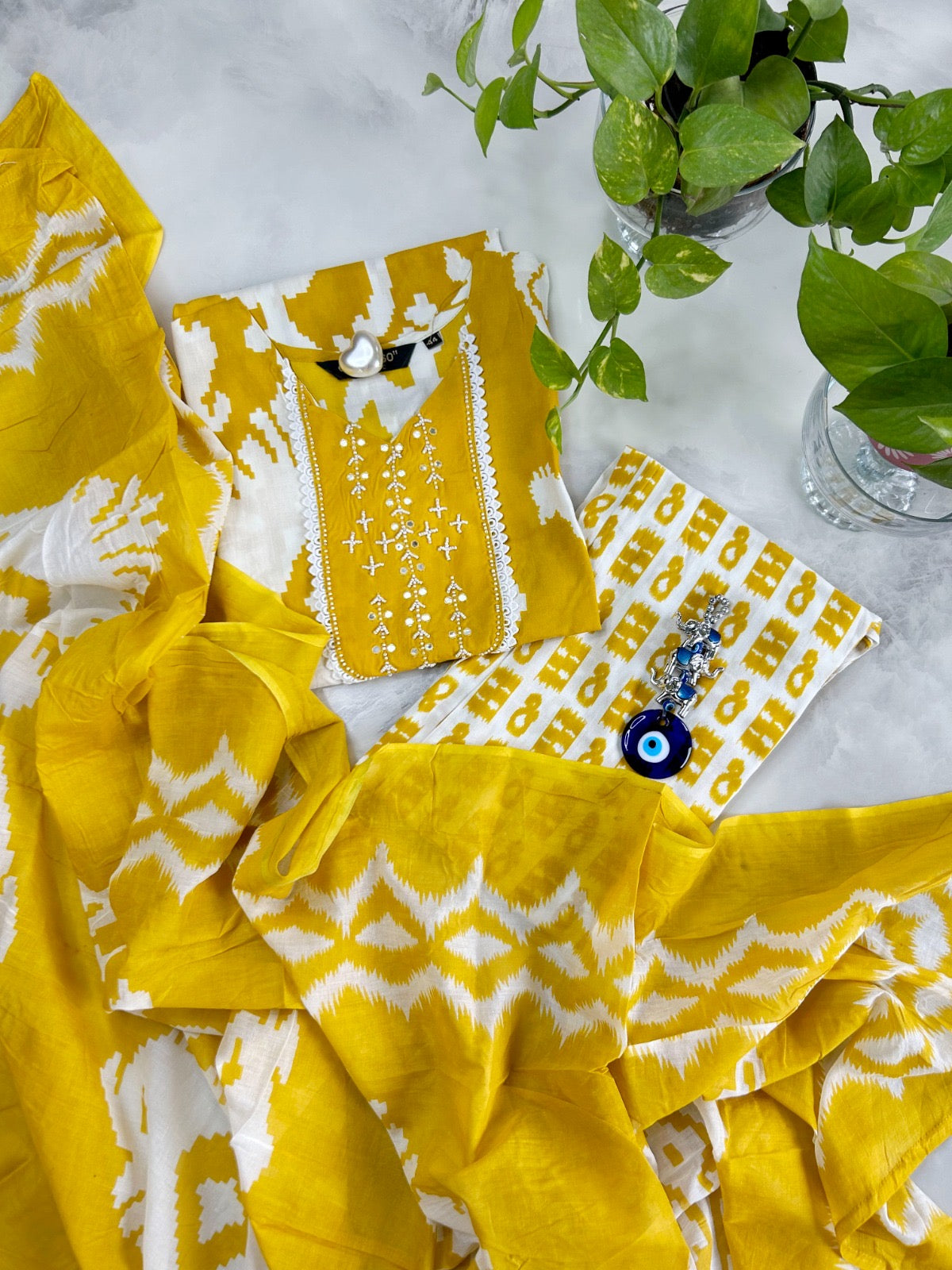 Printed Cotton Straight Dupatta Set