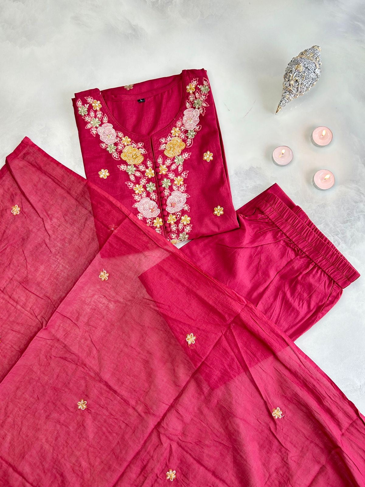 Embroidered Straight Dupatta Set