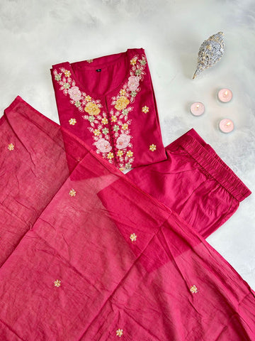 Embroidered Straight Dupatta Set