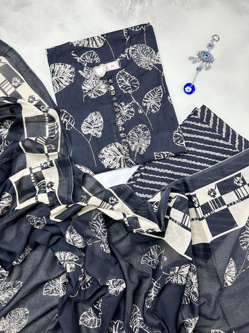 Printed Cotton Dupatta Set