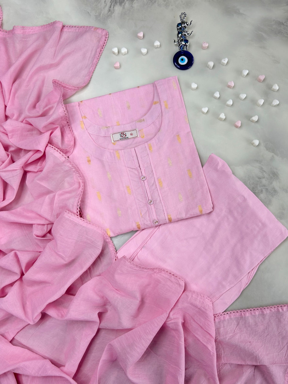 Pintuck Straight Dupatta Set