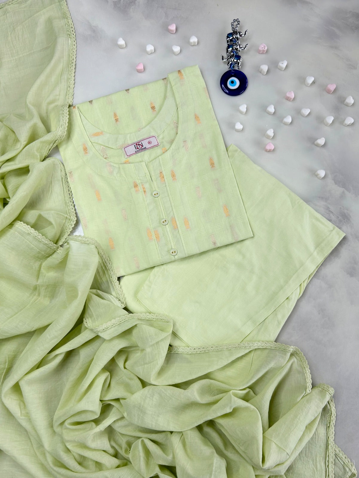 Pintuck Straight Dupatta Set