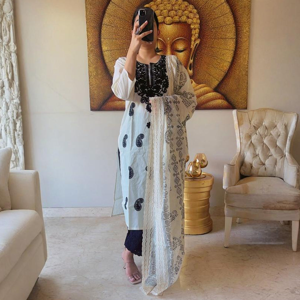 Embroidered Dupatta Set