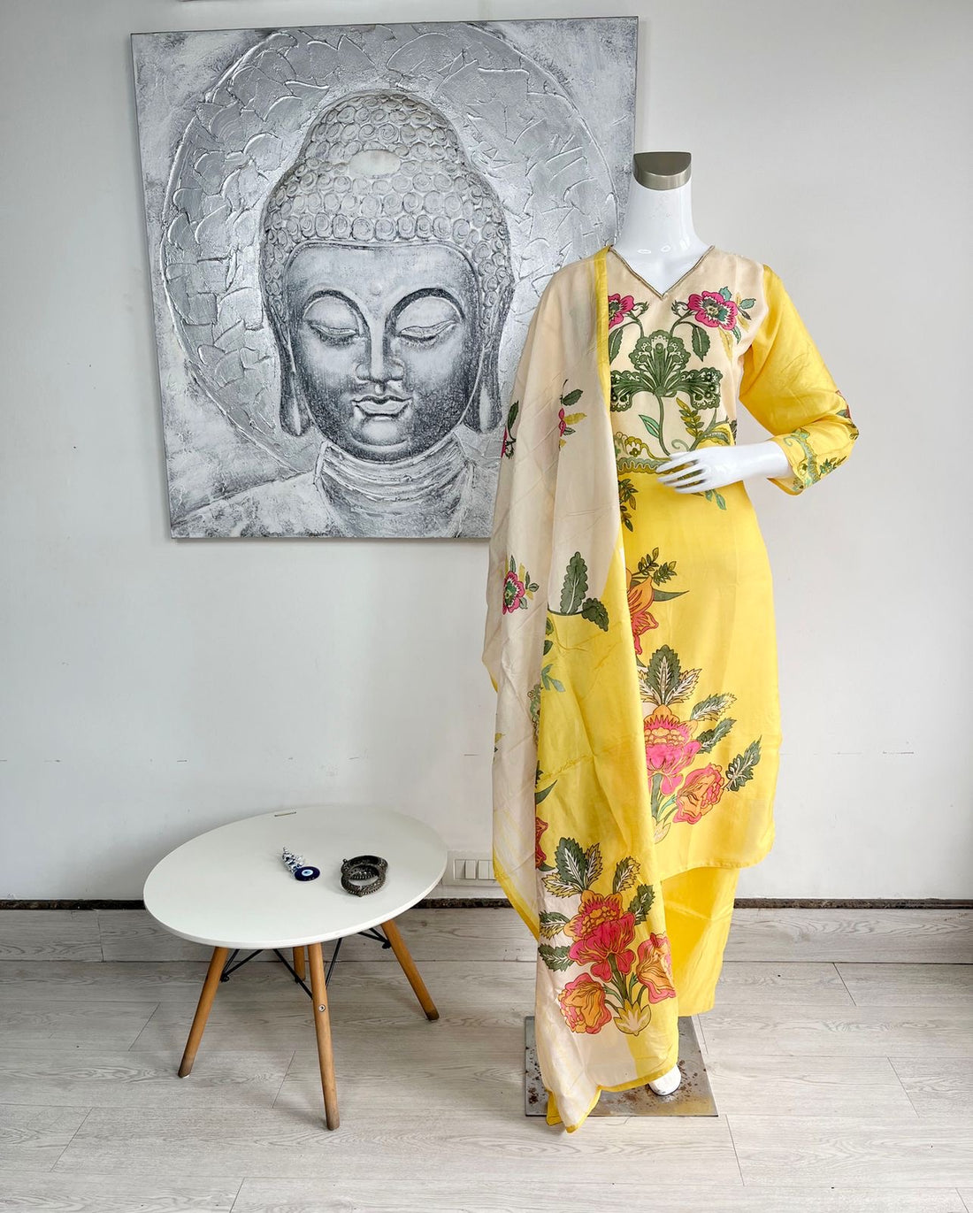 Embroidered Crepe Straight Dupatta Set