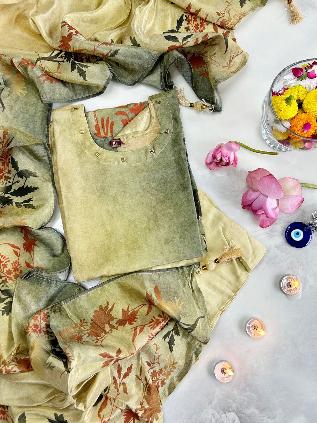 Embroidered Straight Dupatta Set